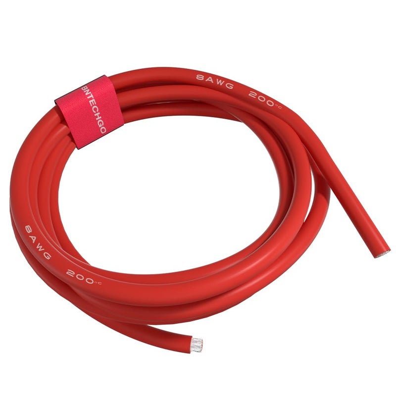 BNTECHGO 8 Gauge Silicone Wire Red 10 ft Ultra Flexible 8 AWG Stranded Tinned Copper Wire