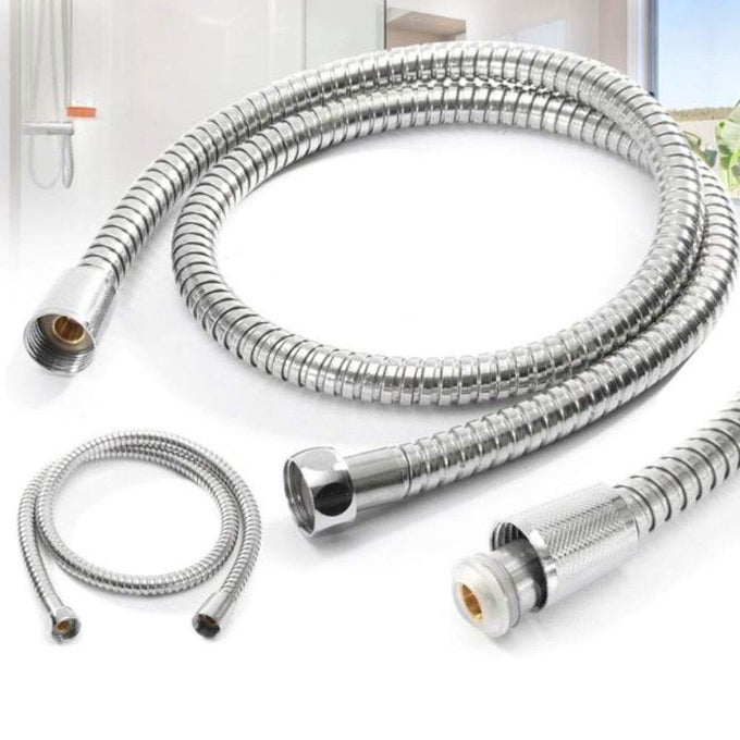 EXTRA LONG CHROME HANDHELD SHOWER HEAD HOSE WITH BRASS PLATING SHOWER TUBE BATHROOM ACCESSORIESSIZE 15 METER PIPE