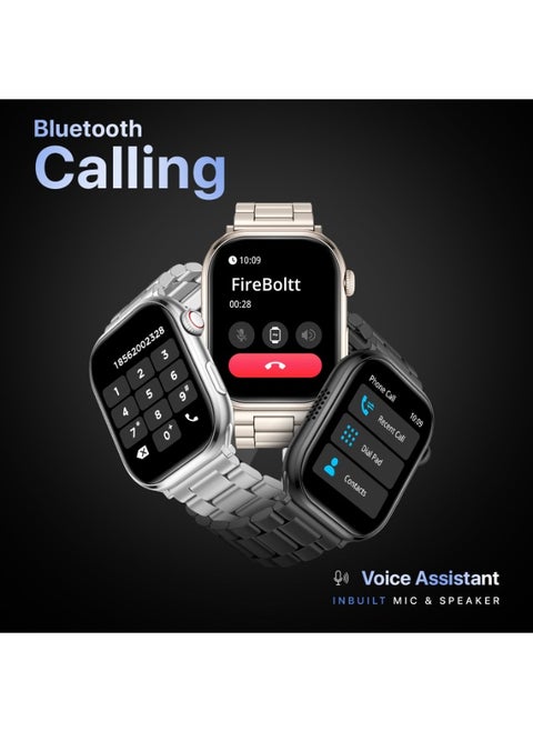 Fire-Boltt Brillia Pro Smart Watch with 51.3mm (2.02 inch) AMOLED Display, Bluetooth Calling, SpO2, Heart Rate Monitoring, 120+ Sports Modes, IP67 Waterproof, Long Battery Life (Champagne Chain)