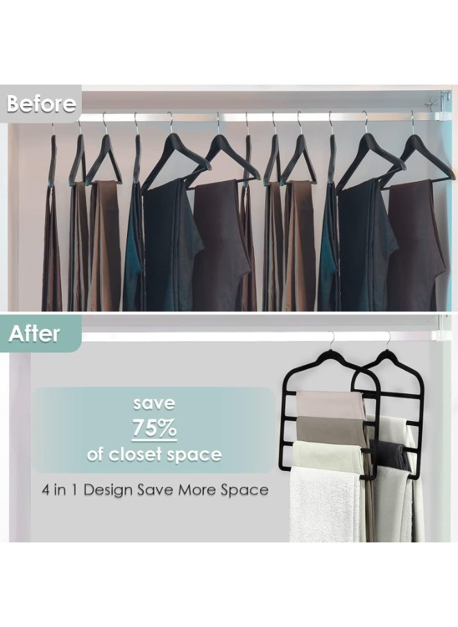 TYCOM Non-Slip Velvet Pants Hangers - (4 Pack) Ultra Thin Space Saving 360 Degree Swivel Hook Pants Hangers Hold Up -to 10 Lbs - 4pcs Black  - Image 4