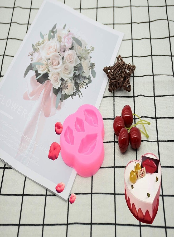 FEILIBAY 3 Pack Silicone Fondant Cake Molds, Rose Flower, Lips, Heart Shape Candy Molds Set for Chocolate Making, Cake, Wedding Decoration, Polymer Clay Craft Project - Image 3