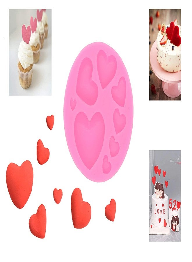 FEILIBAY 3 Pack Silicone Fondant Cake Molds, Rose Flower, Lips, Heart Shape Candy Molds Set for Chocolate Making, Cake, Wedding Decoration, Polymer Clay Craft Project - Image 2