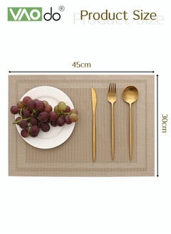 VAOdo 6 Pieces Placemat High-quality PVC Material Heat Insulation Anti-oil Not Easy to Mold Suitable for Home Use Hotel Restaurant Cafe Etc Beige 45x30 cm  - Image 2