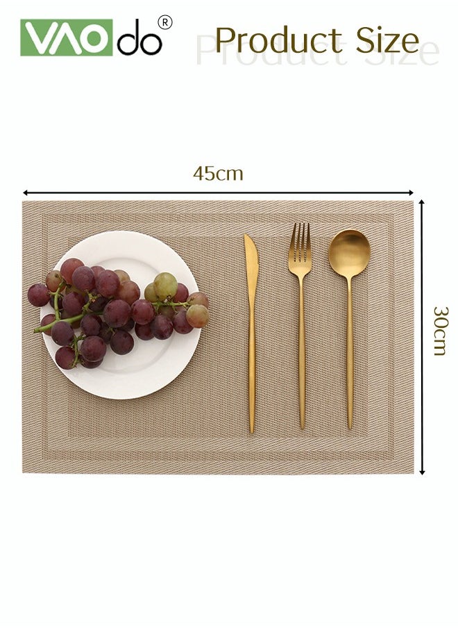 VAOdo - 6 Pieces Placemat High-quality PVC Material Heat Insulation Anti-oil Not Easy to Mold Suitable for Home Use Hotel Restaurant Cafe Etc Beige 45x30 cm - Image 1