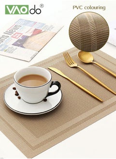 VAOdo 6 Pieces Placemat High-quality PVC Material Heat Insulation Anti-oil Not Easy to Mold Suitable for Home Use Hotel Restaurant Cafe Etc Beige 45x30 cm  - Image 3
