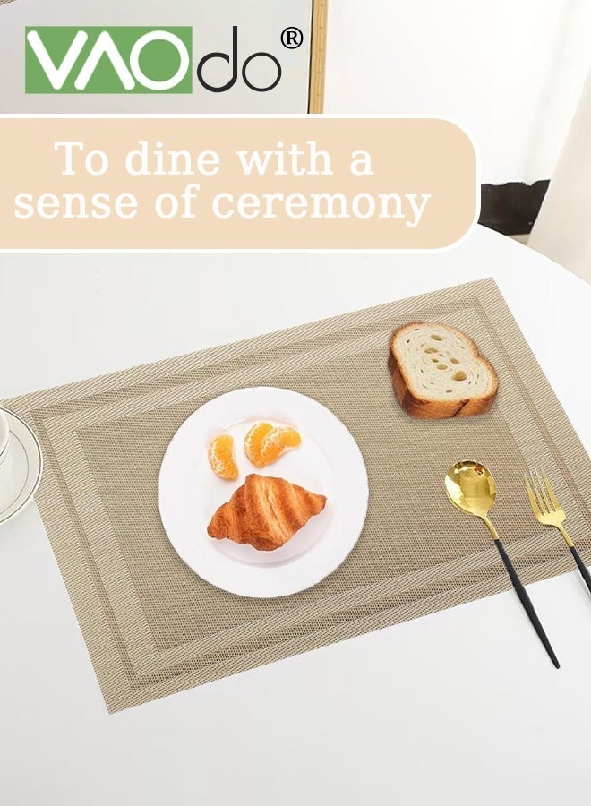 VAOdo 6 Pieces Placemat High-quality PVC Material Heat Insulation Anti-oil Not Easy to Mold Suitable for Home Use Hotel Restaurant Cafe Etc Beige 45x30 cm - Image 5