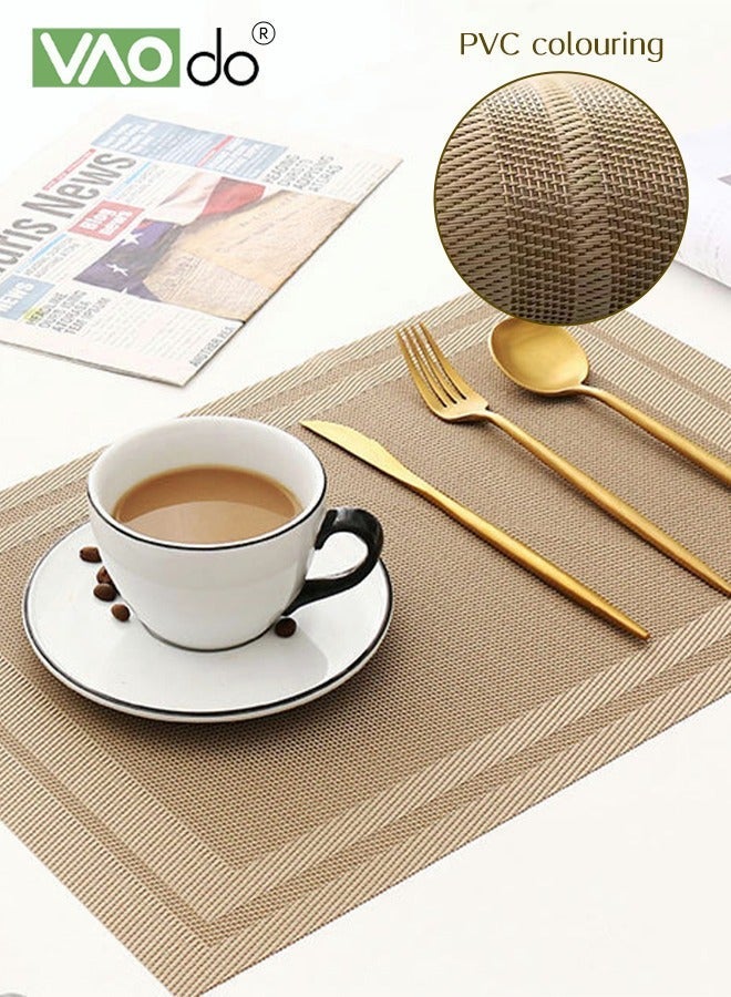 VAOdo 6 Pieces Placemat High-quality PVC Material Heat Insulation Anti-oil Not Easy to Mold Suitable for Home Use Hotel Restaurant Cafe Etc Beige 45x30 cm - Image 3