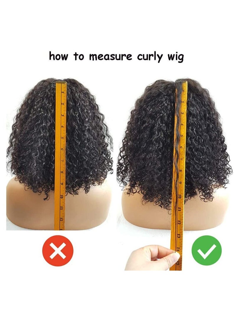 KASTWAVE باروكات قصيرة بدانتيل إغلاق 4×4، باروكات برازيلي مموج مموج بدانتيل أمامي، شعر مستعار مجعد من الألياف الكيميائية للنساء ذوات البشرة السمراء، كثافة 150%، خط شعر مسبق النتف 35.56 سم، إغلاق دانتيل 4×4 - Image 4