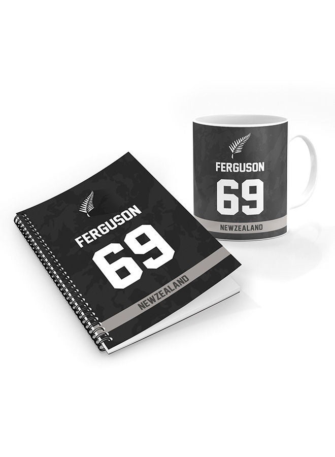 Stylizedd Designer Printed Coffee Mug + A5 Spiral Notebook Memo Notepad Journal Personalised Combo Gift Set  -Player Name - Lockie Ferguson, Jersey Number-69 - Image 1