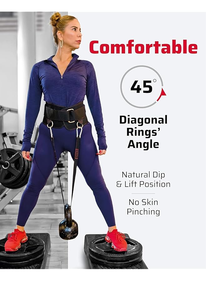 X spring Ultimate Dip Belt Secure Closure Structured Back Support No Sliding Down 45 Angle Rings Comfort Dip Position with 2 Snap Hooks for Dips Pull Ups Squats Weight Lifting - Image 2