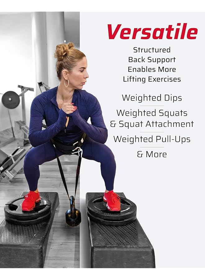 X spring Ultimate Dip Belt Secure Closure Structured Back Support No Sliding Down 45 Angle Rings Comfort Dip Position with 2 Snap Hooks for Dips Pull Ups Squats Weight Lifting - Image 4