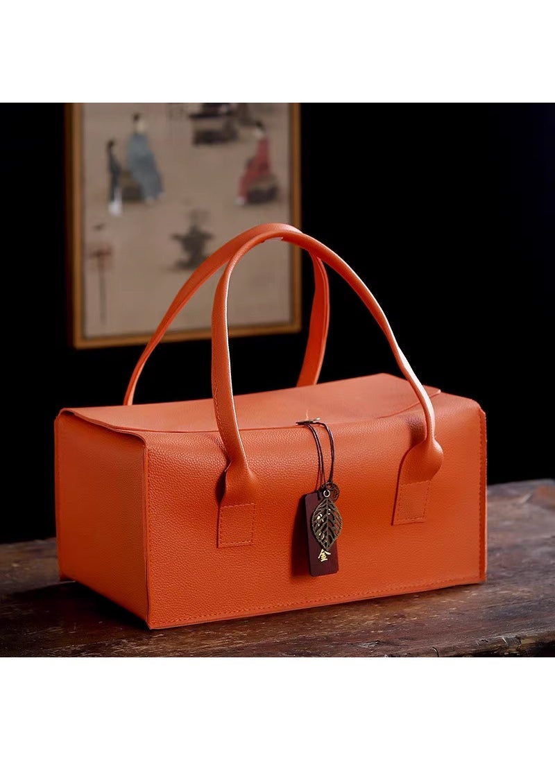 Custom Luxury Tea Leather Gift Box Orange