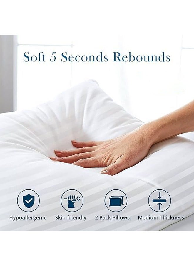 Eworld - Pack of 2 Premium Down Alternative Filled Bed Pillows, Featuring Breathable Cover, Microfiber Filling and Plush Bounce-Back Design, Hypoallergenic and Luxurious Hotel Quality Pillow Set, Available in Elegant Color Options - Image 1