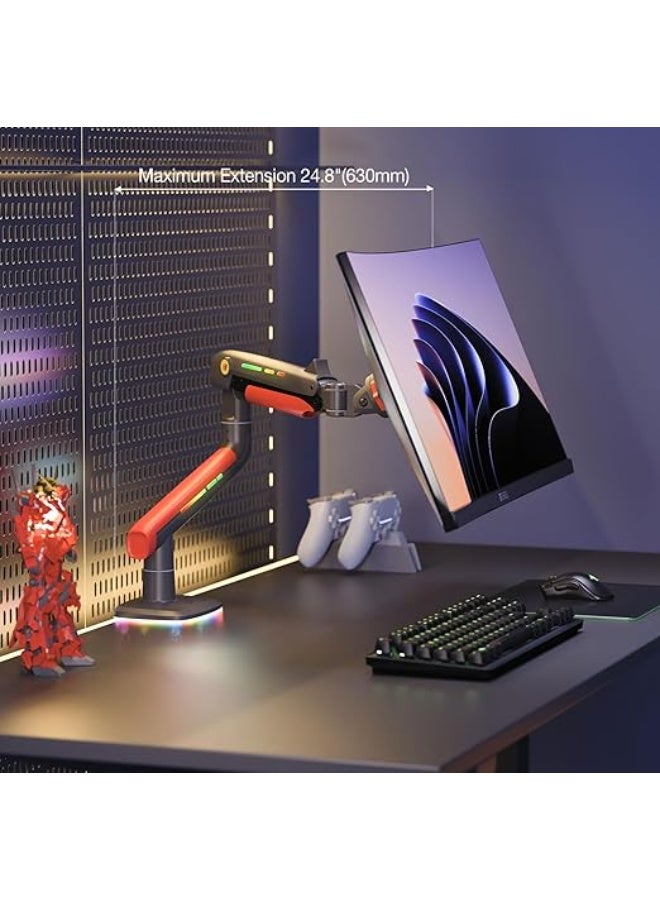 NB NORTH BAYOU NB Ergonomic L50 Gaming Monitor Arm – 360° Swivel Gas Spring Stand with RGB Lighting – Fits 32” to 60” Screens, Load 2–20kg - Image 3