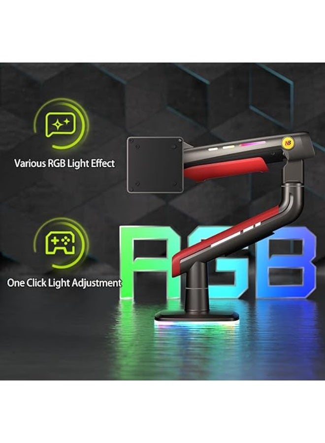 NB NORTH BAYOU NB Ergonomic L50 Gaming Monitor Arm – 360° Swivel Gas Spring Stand with RGB Lighting – Fits 32” to 60” Screens, Load 2–20kg - Image 4