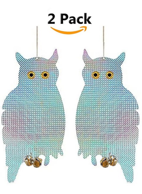2 Pieces Bird Repellent Control Scare Device, Bird Repelling Owl Laser Reflective Owl Bird Repelling Owl for House and Garden Window Balcony/Orchard