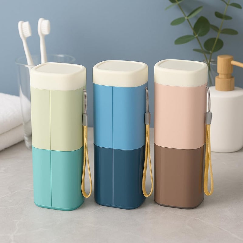 Woleebee Travel Toothbrush & Toothpaste Case | Multifunctional Plastic Wash Cup Holder & Storage Box for Towel, Toiletries | Portable Organizer for Travel, Camping & School (Pack of 3) - Image 3