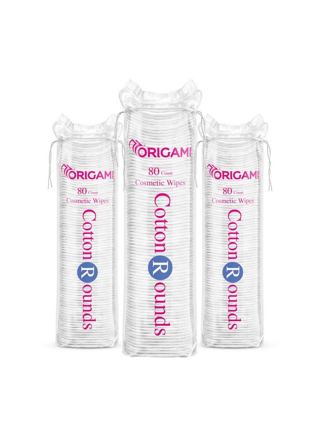 ORIGAMI Cotton Pads - 80 Rounds (Pack of 3) ; Made of 100% Pure Ultra Soft Cotton, for Make up and Toner application - Image 1