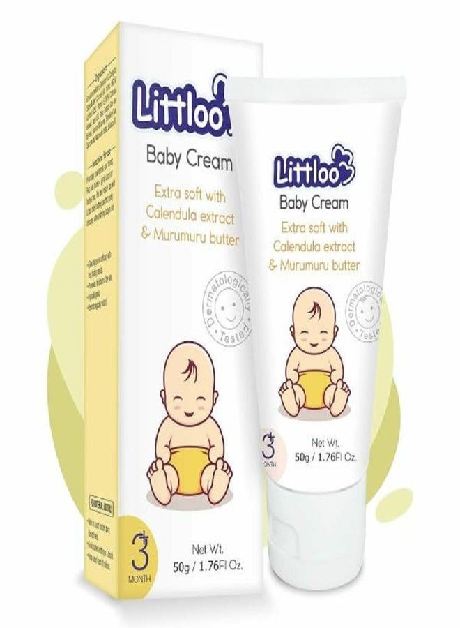 LITTLOO Moisturizing Baby Cream With Natural Ingredients Like Coconut Oil, Calendula, Murumuru Butter, Paraben & Phthalate free- 50gm(Pack of 1) - Image 1