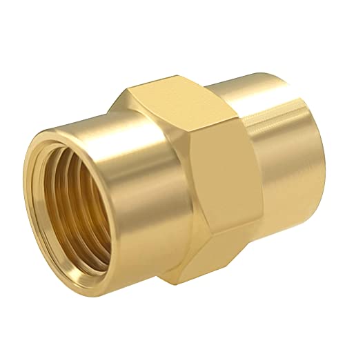 Hooshing 10PCS Brass Coupling 1/4" x 1/4" NPT Female Coupler Hex Head Pipe Fitting - Image 4