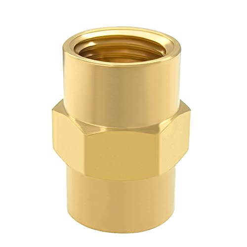 Hooshing 10PCS Brass Coupling 1/4" x 1/4" NPT Female Coupler Hex Head Pipe Fitting - Image 3