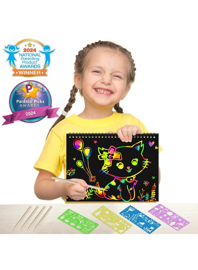 ZMLM Scratch Paper Art Craft: 2 Pack Rainbow Scratch Set for 3 4 5 6 7 8 9 10 Years Old Girls Boys Students Drawing Coloring Black Magic Art Supplies Kits Gifts School Birthday Party Games Toys - Image 2
