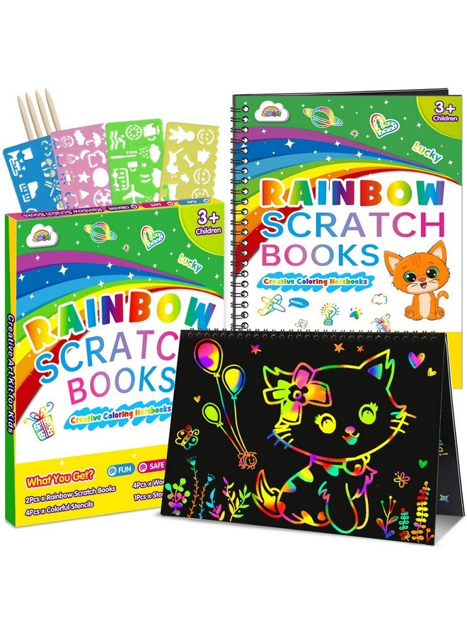 ZMLM Scratch Paper Art Craft: 2 Pack Rainbow Scratch Set for 3 4 5 6 7 8 9 10 Years Old Girls Boys Students Drawing Coloring Black Magic Art Supplies Kits Gifts School Birthday Party Games Toys - Image 1