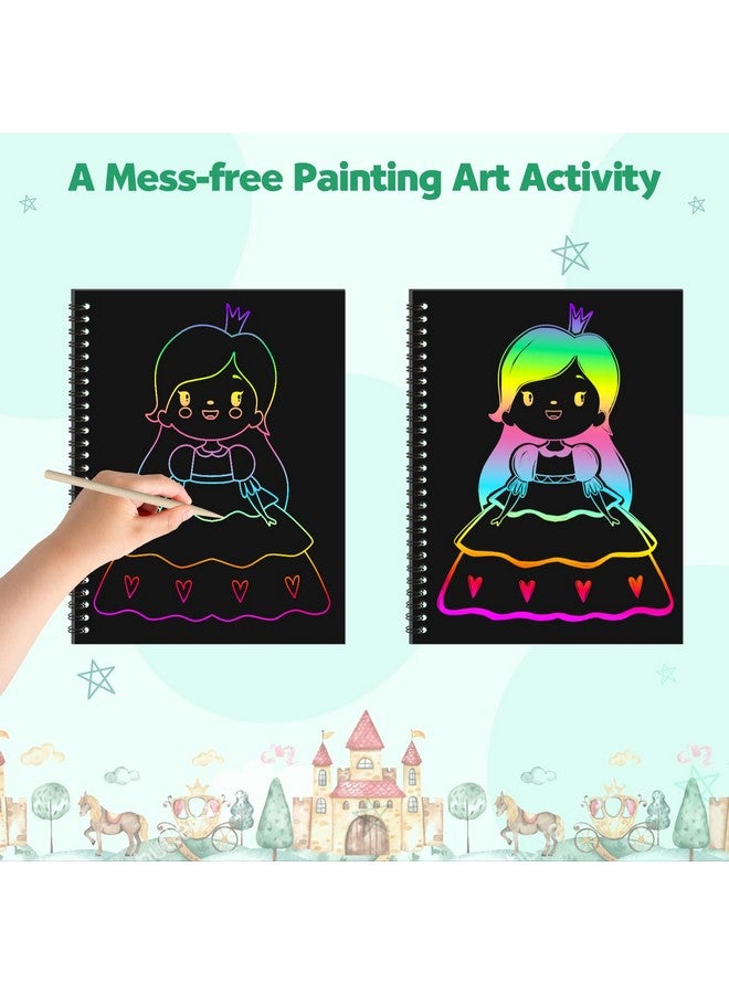 ZMLM Scratch Paper Art Craft: 2 Pack Rainbow Scratch Set for 3 4 5 6 7 8 9 10 Years Old Girls Boys Students Drawing Coloring Black Magic Art Supplies Kits Gifts School Birthday Party Games Toys - Image 4