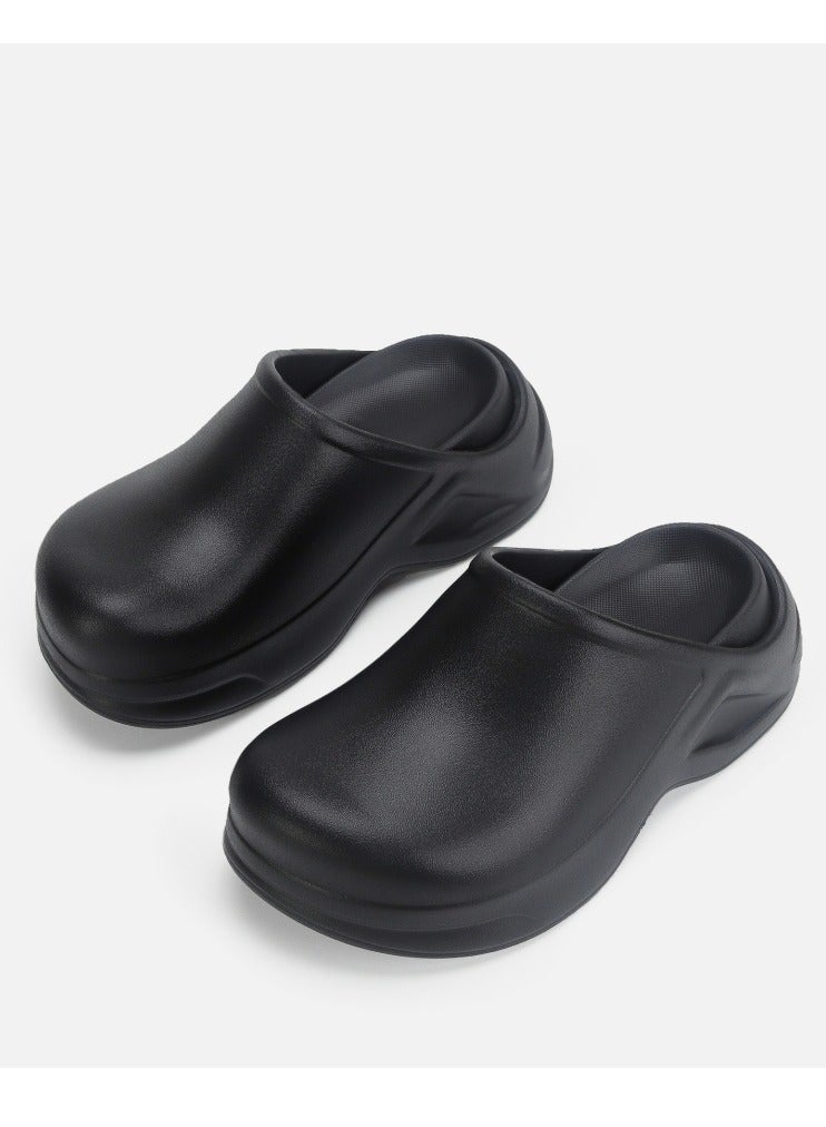 Loquat Women’s EVA Clogs Garden Shoes Comfort Thick Sole Waterproof Slip-on Outdoor Beach Slippers Closed Toe Sandal Black  - Image 1