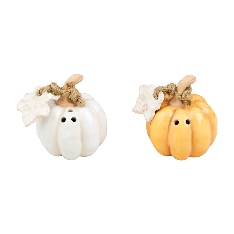 Mud Pie Gather Pumpkin Salt and Pepper Set 2 12 x 1 12 Orange