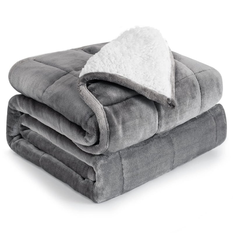 Cottonblue Weighted Blanket 20 lbs Sherpa Fleece Weighted Blanket Queen Size for Adults Soft Cozy Fuzzy Heavy Blanket 60 x 80 inches Idea Gifts for Birthday Holiday