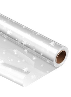 S-Color 1 Roll Cellophane Wrap Roll Unfolded Width 40cm x 15m Snowflake Pattern Paper Wrapper Gift Wrappings for Flowers, Bouquet, Basket, Packing Paper  - Image 1
