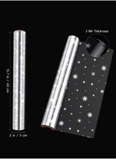 S-Color 1 Roll Cellophane Wrap Roll Unfolded Width 40cm x 15m Snowflake Pattern Paper Wrapper Gift Wrappings for Flowers, Bouquet, Basket, Packing Paper  - Image 2