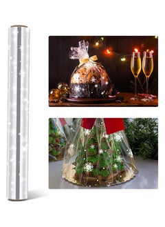 S-Color 1 Roll Cellophane Wrap Roll Unfolded Width 40cm x 15m Snowflake Pattern Paper Wrapper Gift Wrappings for Flowers, Bouquet, Basket, Packing Paper  - Image 3