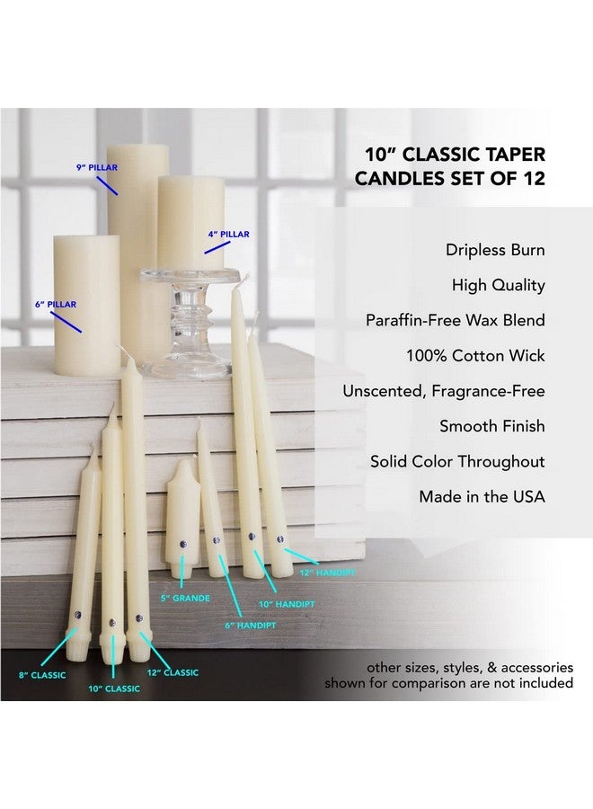 Colonial Candle Unscented Taper Candle, Classic Collection, Ivory, 10 In, Pack of 12 - Up to 8 Hours Burn - Image 2