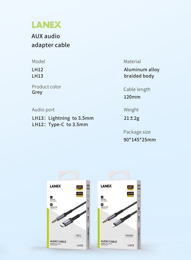 LANEX Aux Type C cable 1.20 meters, model LH12 - Image 3