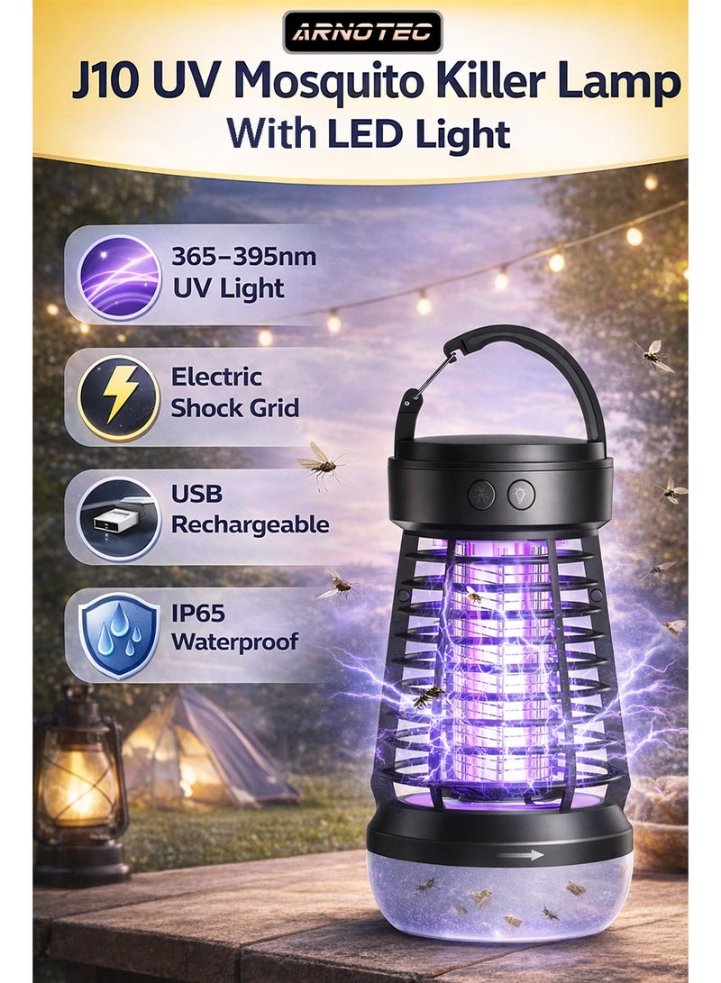 ARNOTEC J10 UV Mosquito Killer Lamp, 365–395nm Electric Bug Zapper with LED Light, USB Rechargeable, IP65 Waterproof, Non-Toxic Indoor & Outdoor Mosquito Trap for Home, Garden & Camping - Image 1