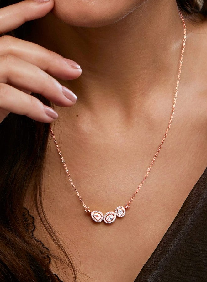 MINUTIAE Stylish Pendant Necklace With Austrian Cubic Zirconia For Women And Girls With Extendable Chain(Rose Gold) - Image 4