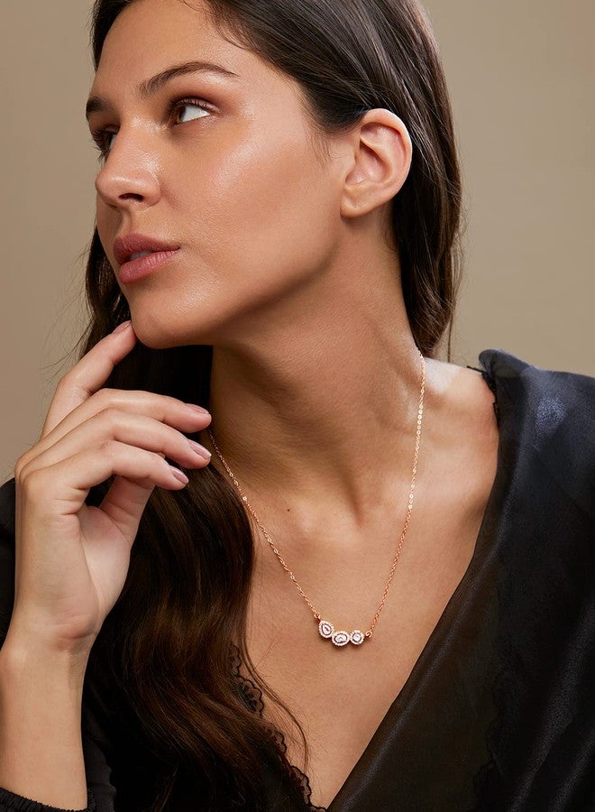 MINUTIAE Stylish Pendant Necklace With Austrian Cubic Zirconia For Women And Girls With Extendable Chain(Rose Gold) - Image 3