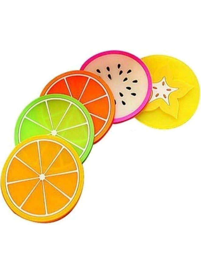 4 قطع قاعدة أكواب على شكل فاكهة عازلة للحرارة وحامل للمشروبات الساخنة ومفرش المائدة - Image 1