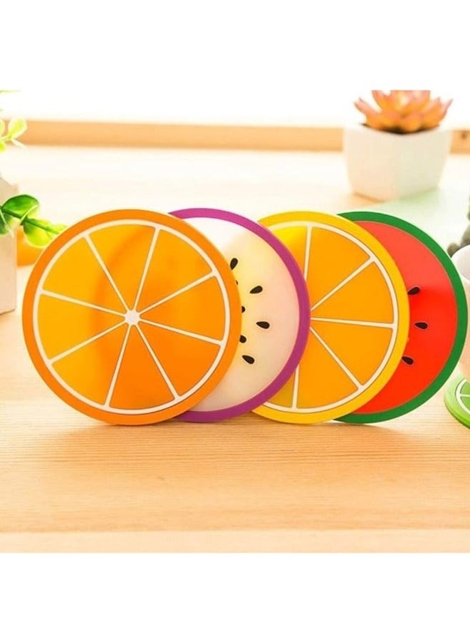 4 قطع قاعدة أكواب على شكل فاكهة عازلة للحرارة وحامل للمشروبات الساخنة ومفرش المائدة - Image 4