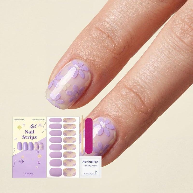 Gel Stickers for Semi-Cured Nails – Set of Floral Gel Stickers without LED for Manicure, Salon Nail Strips, for Girls, Women, Home, Beauty Salon, Travel, Camping, Holidays, Weddings - Image 4