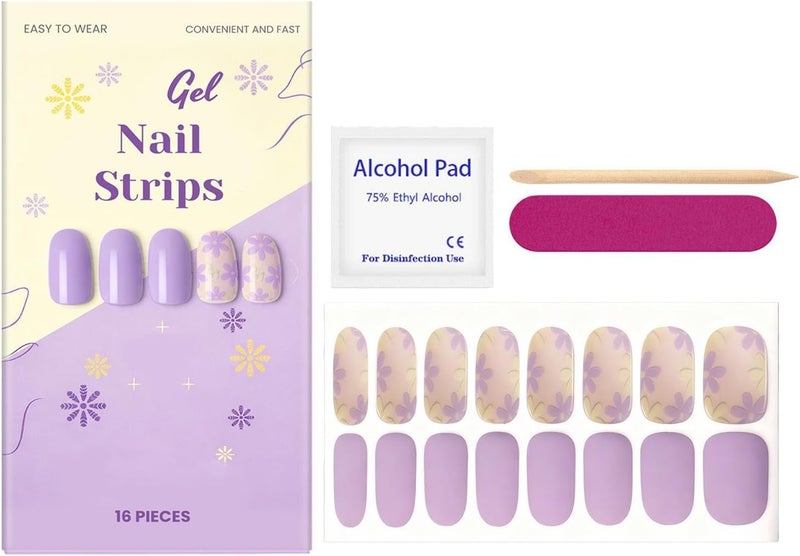 Gel Stickers for Semi-Cured Nails – Set of Floral Gel Stickers without LED for Manicure, Salon Nail Strips, for Girls, Women, Home, Beauty Salon, Travel, Camping, Holidays, Weddings - Image 1