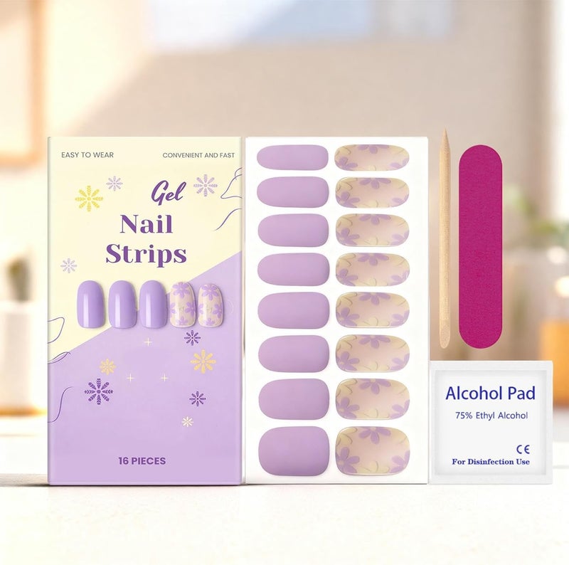 Gel Stickers for Semi-Cured Nails – Set of Floral Gel Stickers without LED for Manicure, Salon Nail Strips, for Girls, Women, Home, Beauty Salon, Travel, Camping, Holidays, Weddings - Image 2