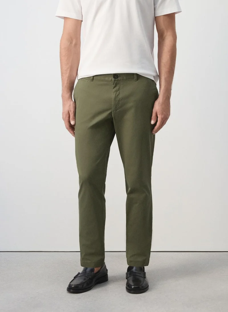 Mango Man Prato Cropped Tapered Chino Trousers