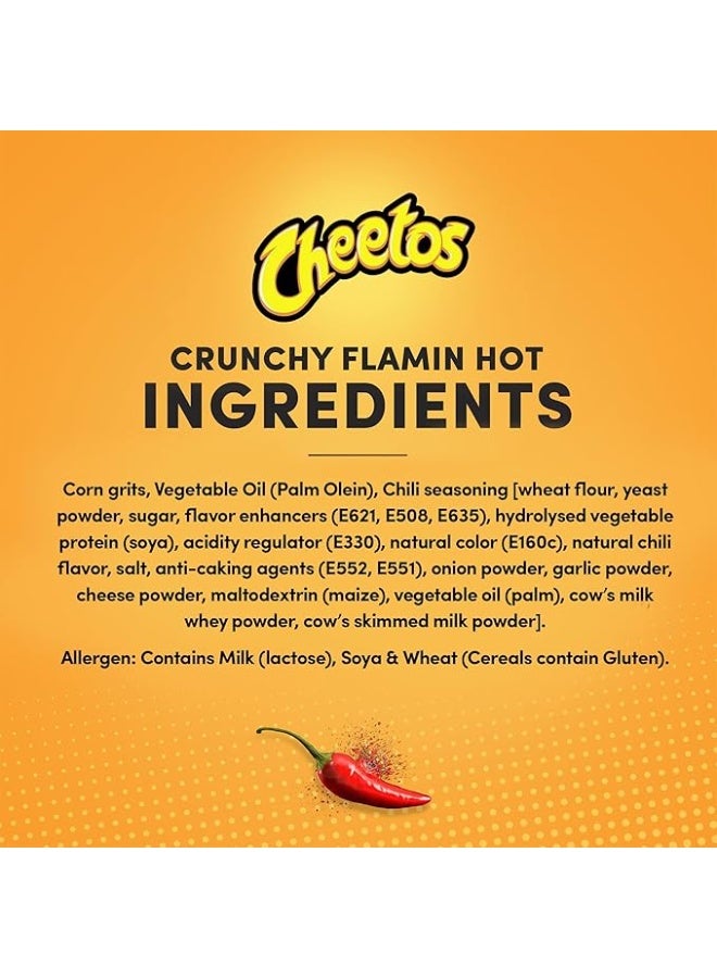 Cheetos Crunchy Flamin' Hot Corn Snacks, Medium Size 110g | Crunchy Hot & Spicy Flavor | Perfect Anytime Snack - Image 3