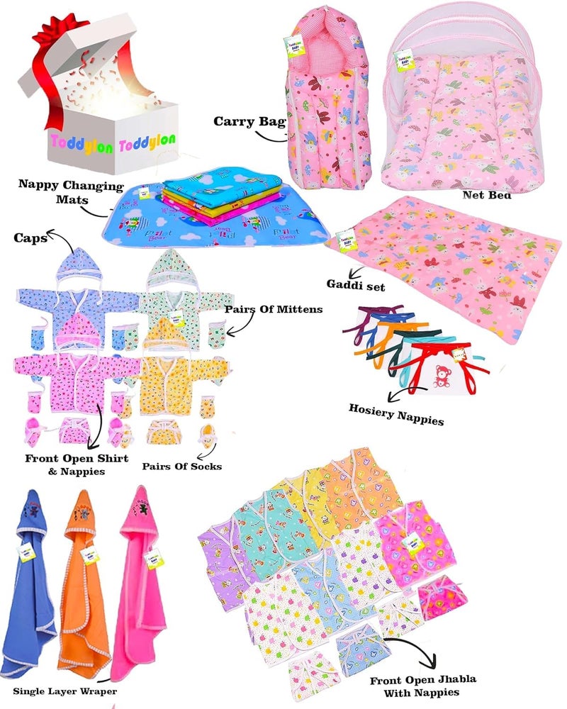 Toddylon 56 in 1 New Born Baby Products All Baby Bedding Set | Baby Clothes | Gift Packs | Hospital Kit | Essentials Items | Infants Combo (0-6 Months) - Image 2