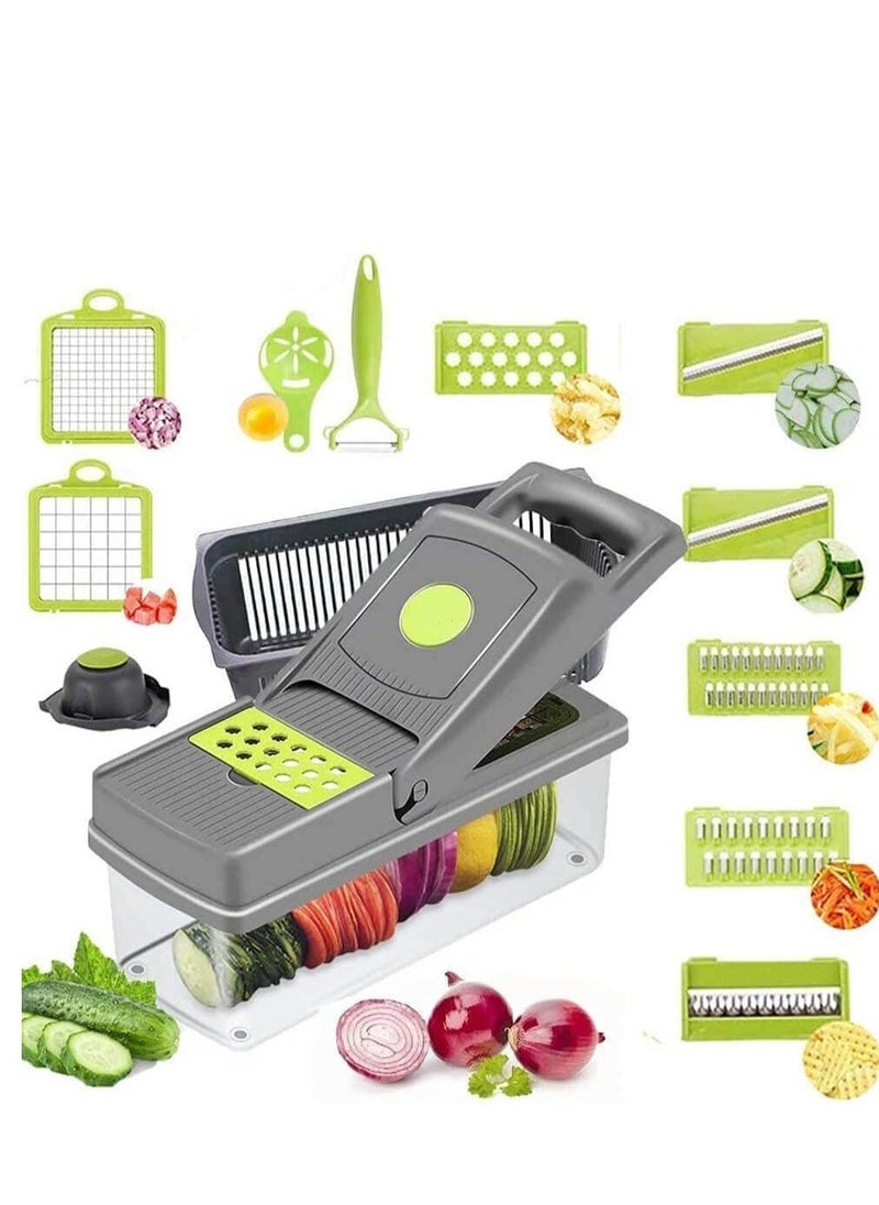 ELTRAZONE Vegetable Chopper, Pro Onion Chopper, Multifunctional 13 in 1 Food Chopper, Kitchen Vegetable Slicer Dicer Cutter, Veggie Chopper With 8 Blades, Carrot and Garlic Chopper - Image 1