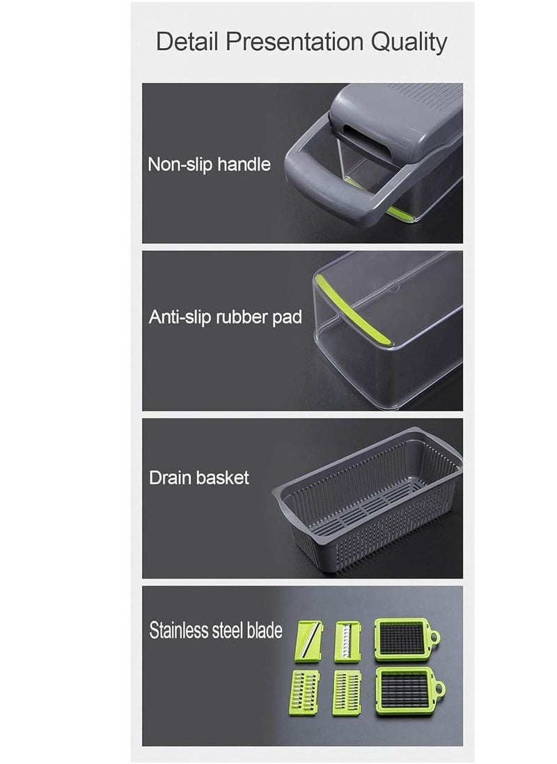 ELTRAZONE Vegetable Chopper, Pro Onion Chopper, Multifunctional 13 in 1 Food Chopper, Kitchen Vegetable Slicer Dicer Cutter, Veggie Chopper With 8 Blades, Carrot and Garlic Chopper - Image 3