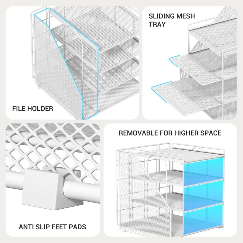 Becomrock White Desk Organizer and Accessories, 4-Tier Paper Organizer for Desk, Office Accessories & Workspace Organizers and Desktop Storage for Office Supplies (White) - Image 5